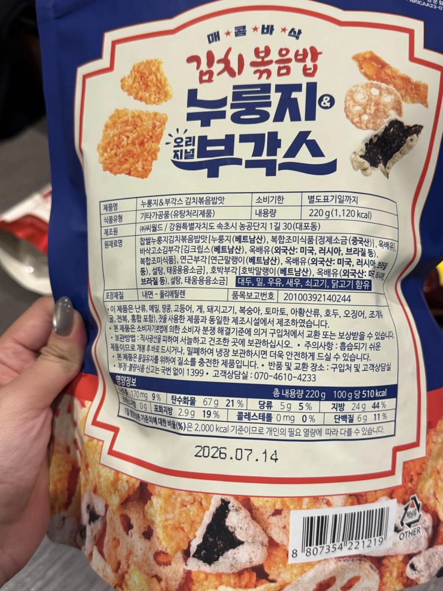 韓國泡菜炒飯風味鍋巴與炸海苔脆片