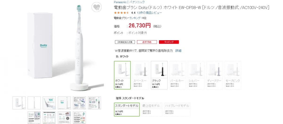 Panasonic Doltz 電動牙刷 (EW-DP38-W)