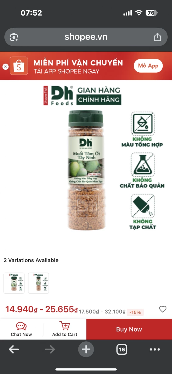 Dh Foods 西寧蝦鹽辣椒 (Muối Tôm Ớt Tây Ninh)