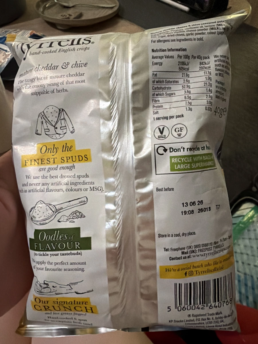 Tyrrell's 熟成切達起司與蝦夷蔥洋芋片