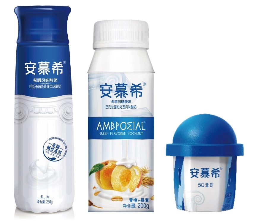 安慕希希臘風味優格飲原味、安慕希希臘風味優格飲黃桃燕麥味等