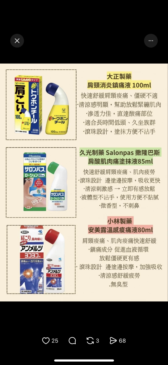大正製藥 肩頸消炎鎮痛液 100ml