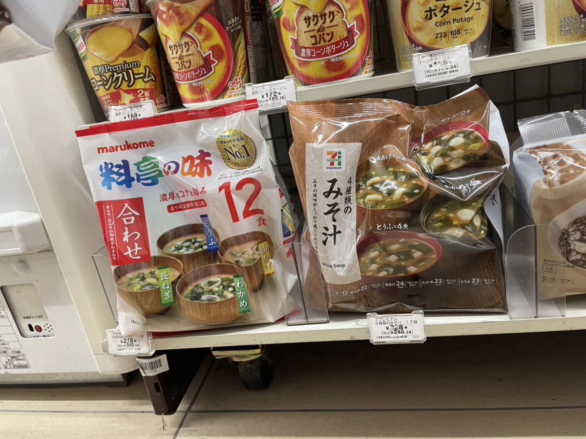 Marukome 料亭之味味噌汁 (12食入)、7-Eleven Premium 4種類味噌汁 (12食入)等