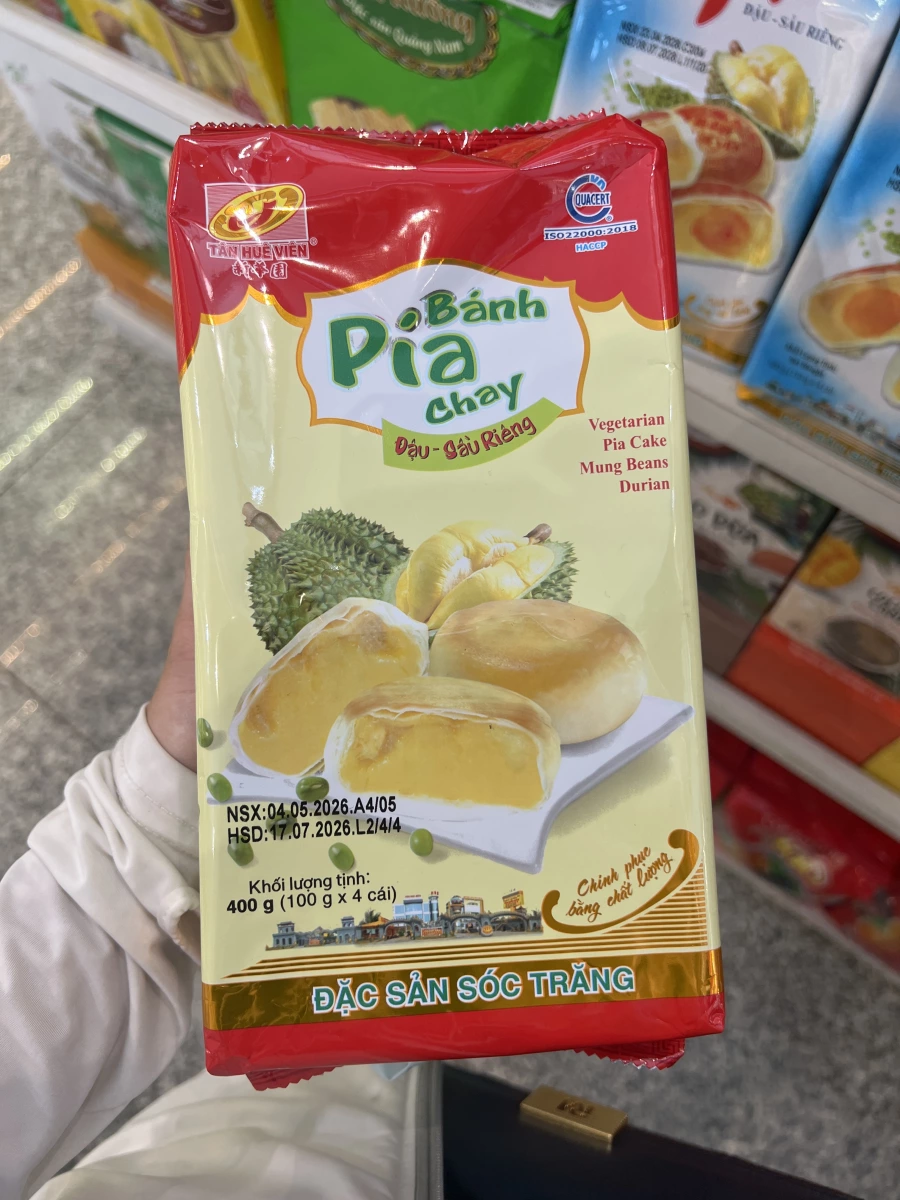 新慶園素食綠豆榴槤餅（Tân Huê Viên Bánh Pía Chay Đậu - Sầu Riêng）