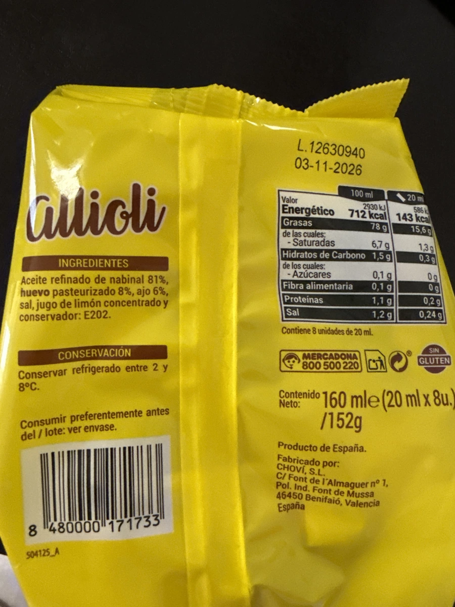 Choví Allioli 蒜泥蛋黃醬