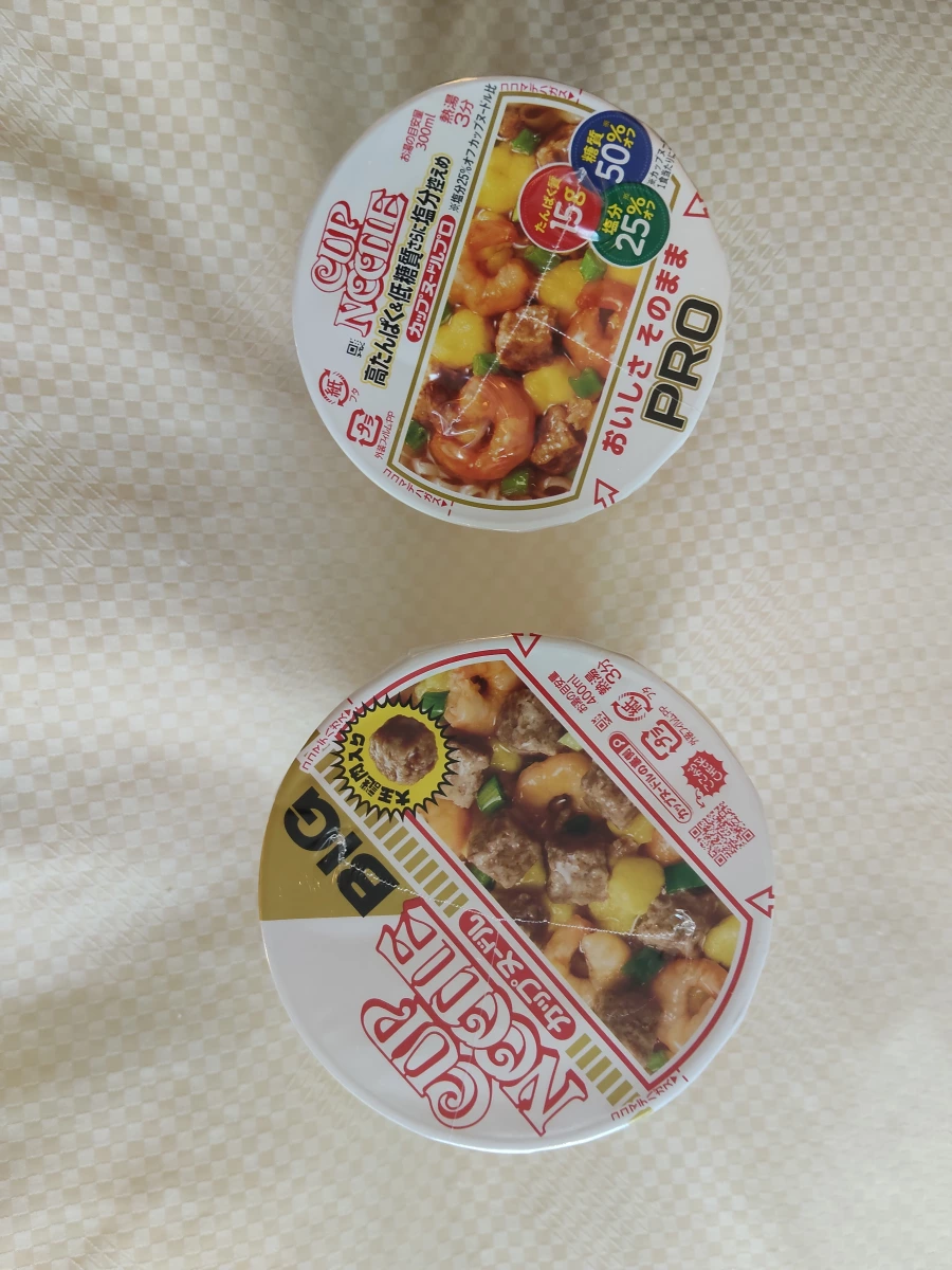 日清杯麵 PRO 高蛋白質低糖質 (Cup Noodle PRO)、日清杯麵 BIG 原味 (Cup Noodle BIG)