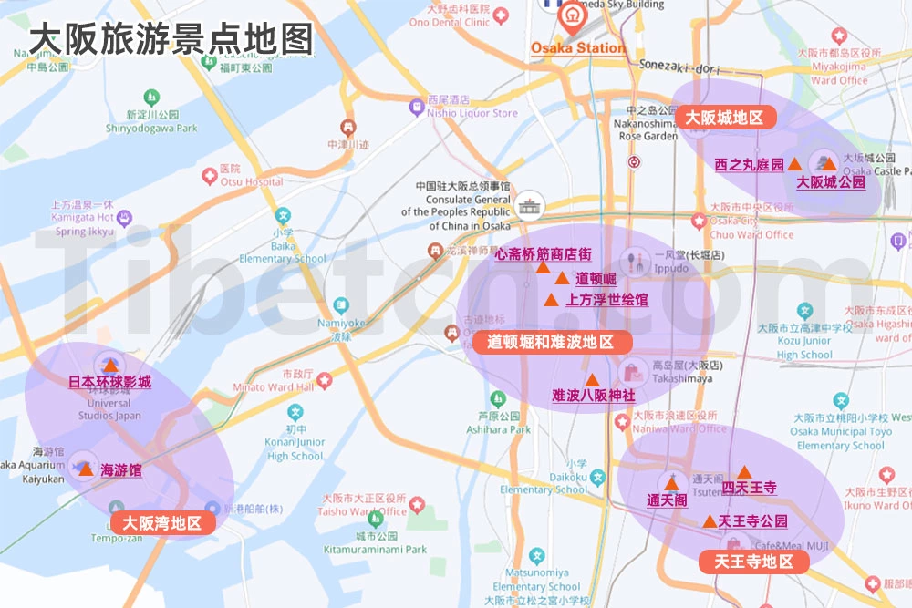 大阪旅遊景點地圖