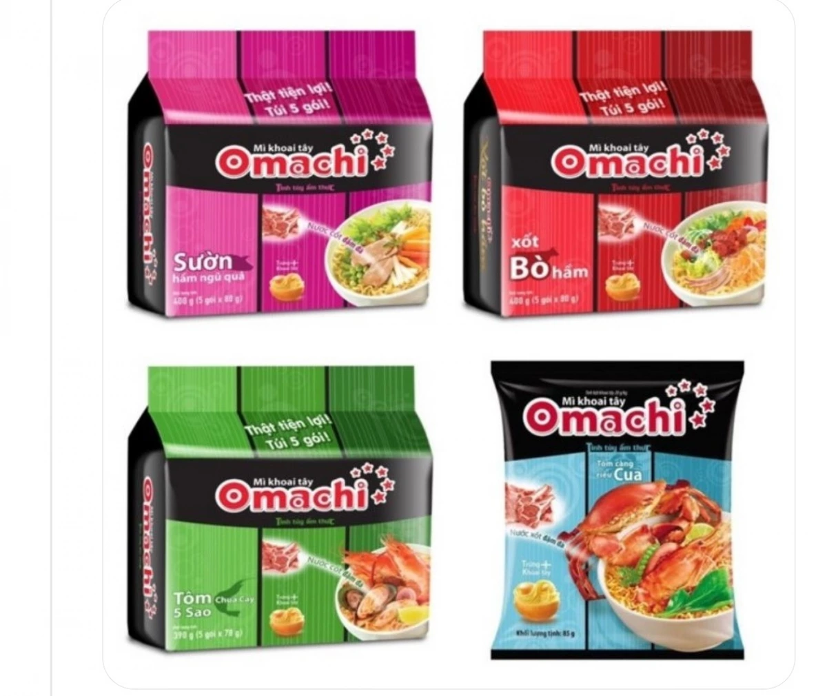Omachi 排骨五果燉麵、Omachi 燉牛肉醬麵等