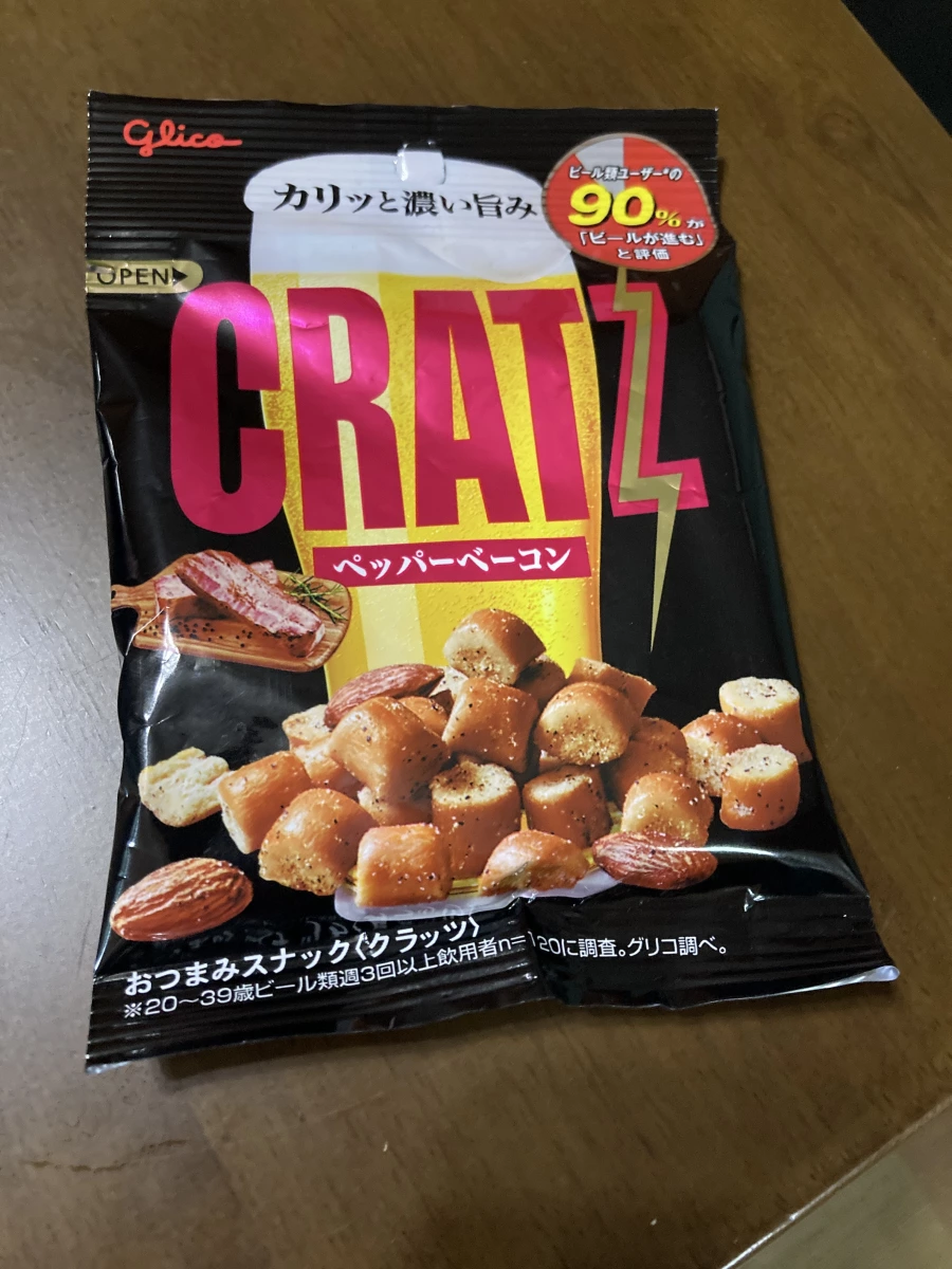 Glico CRATZ 黑胡椒培根口味下酒零食