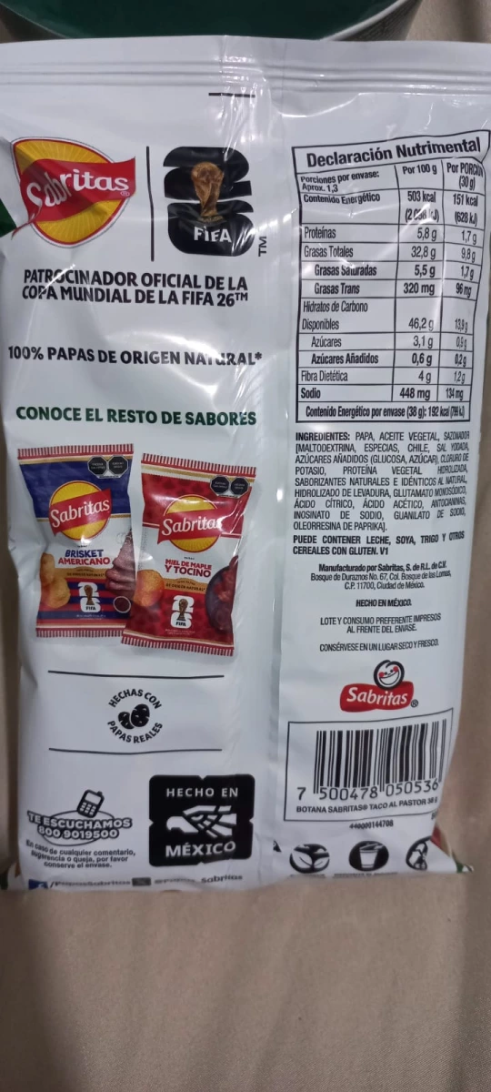 Sabritas 墨式烤肉風味洋芋片 (Tacos al Pastor)