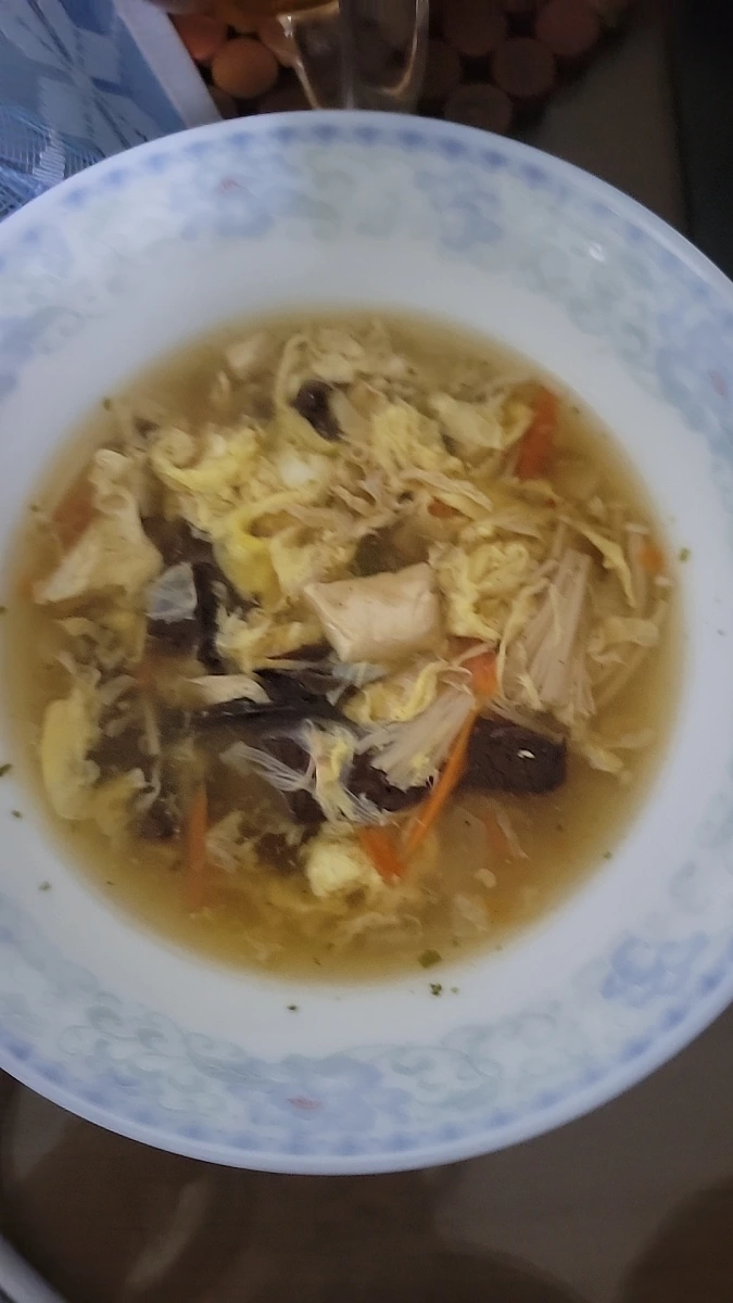 熟食湯品（含蛋花與疑似肉類）