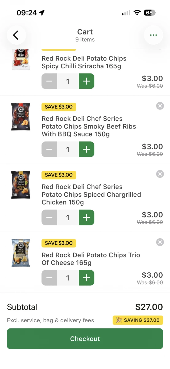 Red Rock Deli 洋芋片 (Spicy Chilli Sriracha)、Red Rock Deli Chef Series 洋芋片 (Smoky Beef Ribs)等
