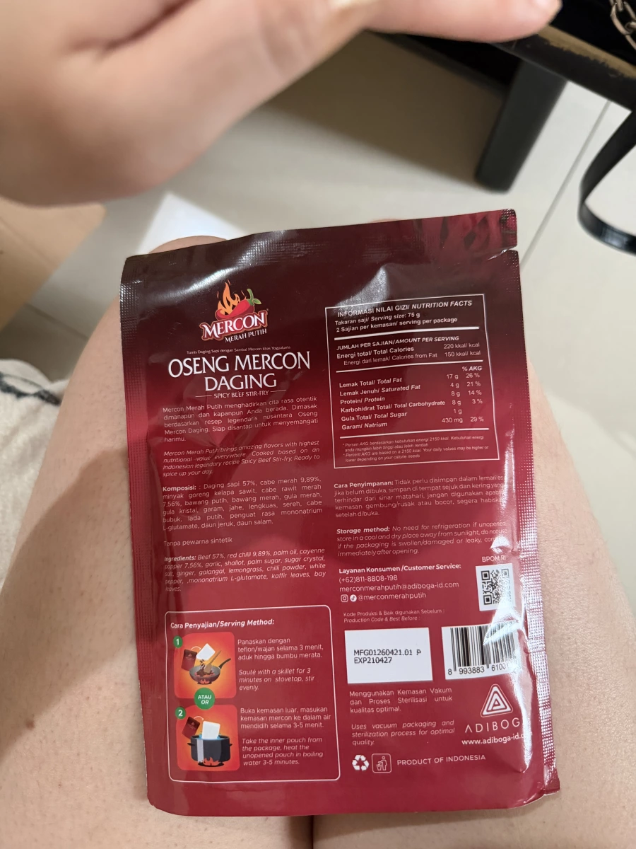 Oseng Mercon Daging (印尼辣炒牛肉調理包)