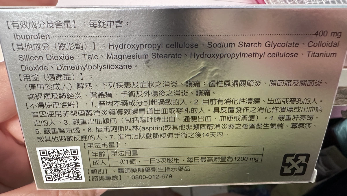 Ibuprofen 400mg 止痛藥
