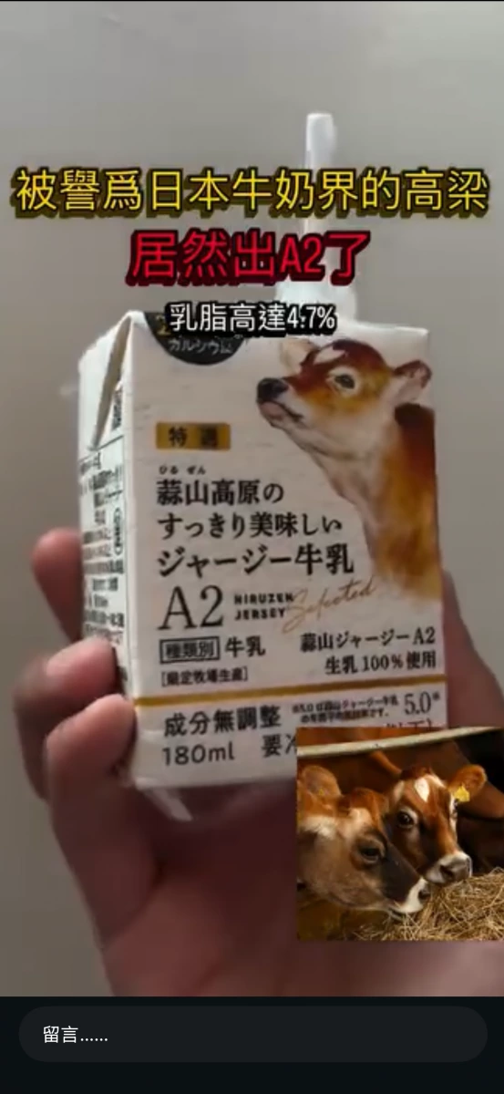 蒜山高原 Jersey 牛乳 A2