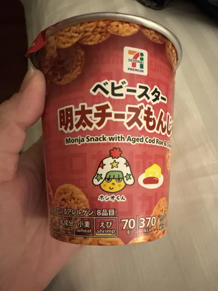 日本 7-11 限定點心麵（明太子起司文字燒口味）