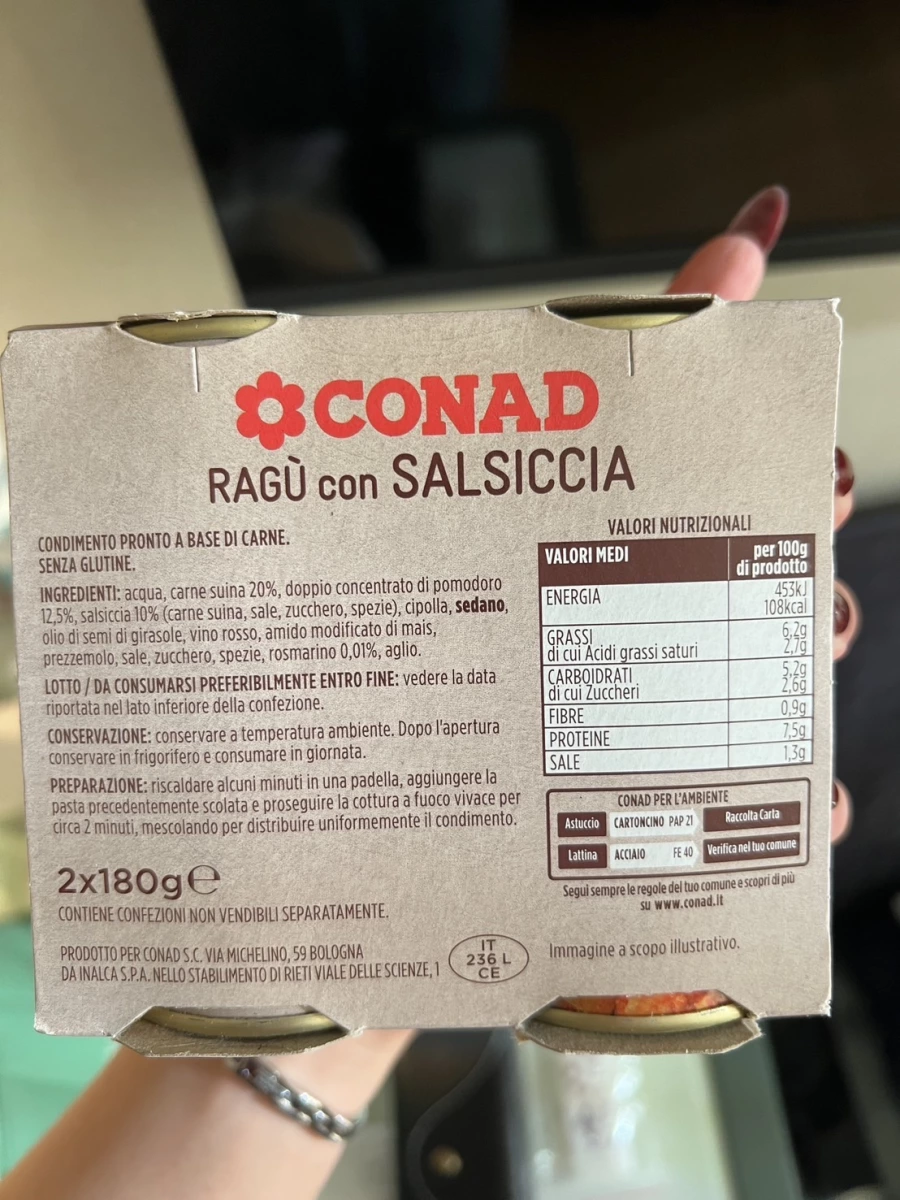 CONAD 義式香腸肉醬罐頭 (Ragù con Salsiccia)