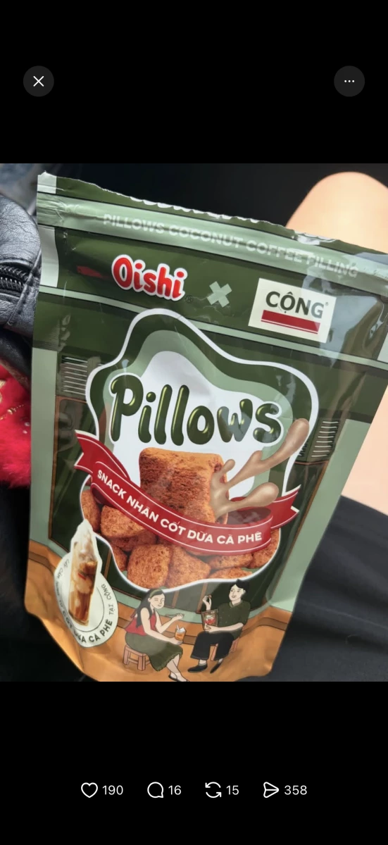 Oishi x CỘNG 椰奶咖啡枕頭餅乾
