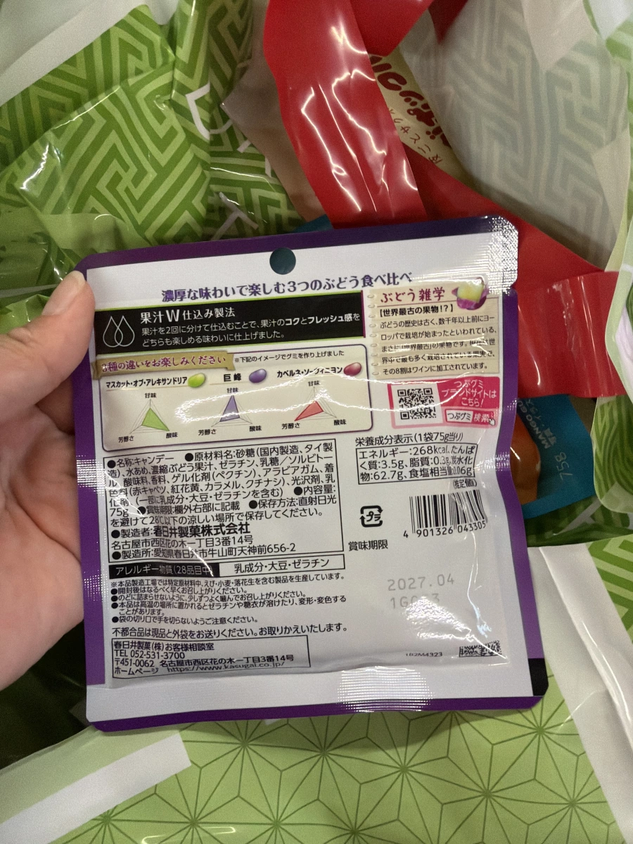 春日井製菓 三種葡萄軟糖 (Kasugai Tsubu Gummy)