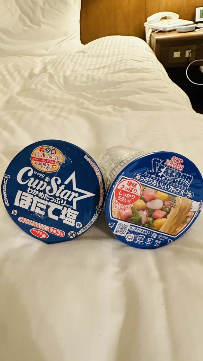 Sapporo Ichiban CupStar 帆立貝鹽味泡麵、日清海鮮口味杯麵（清爽版）